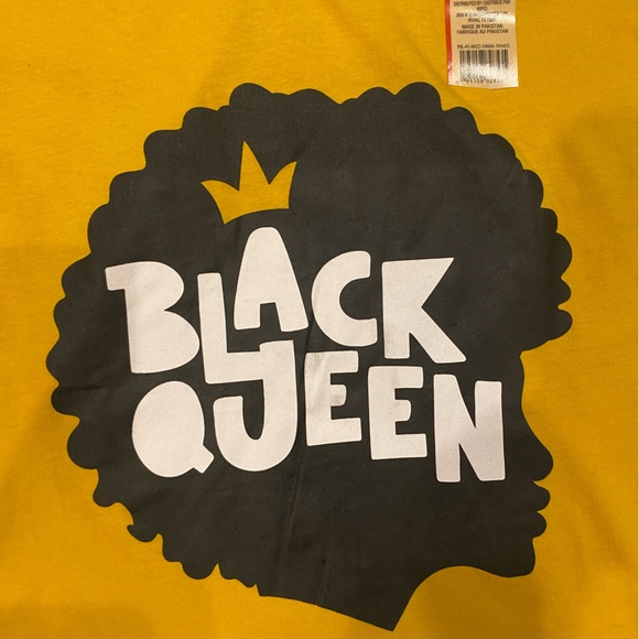 NWT Yellow Short Sleeve Black Queen 100% Cotton T-Shirt Size Medium - Picture 4 of 4